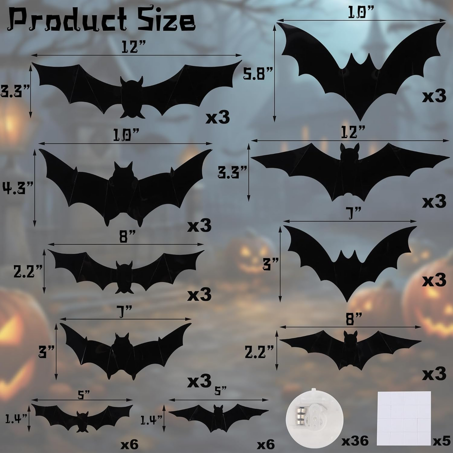 3D Bat Ornaments Halloween Festival Decor